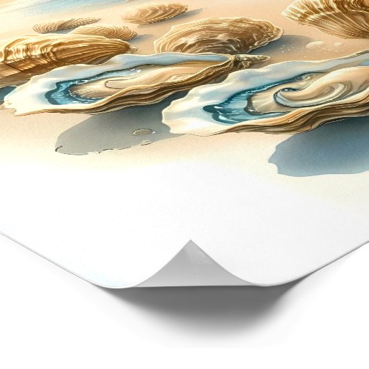 Poster Seashells on the Shore Ocean Beach Art Imprimer (Coin)