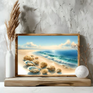 Poster Seashells on the Shore Ocean Beach Art Imprimer