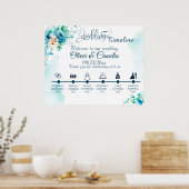 Poster Seashore Floral Wedding Day Icons Timeline (Cuisine)