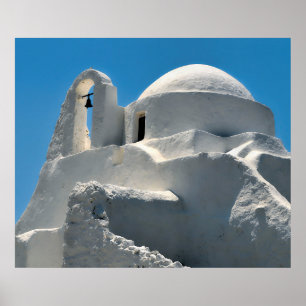 Poster Seaside Church in Mykonos, Greece Travel
