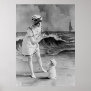 Poster Seaside Pet Tricks, années 1910