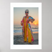 Poster Seaside Portrait of Flamboyant Woman (Devant)