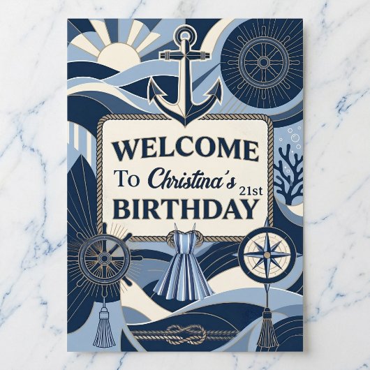Poster Seaside Stripes Celebration Birthday