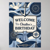 Poster Seaside Stripes Celebration Birthday (Devant)