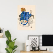 Poster Seated Woman, Back View (1917) par Egon Schiele. (Bureau à domicile)