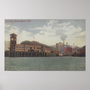 Poster Seattle, dock de WAColeman sur le bord de mer de