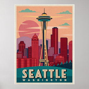 Poster Seattle - Emerald City Skyline