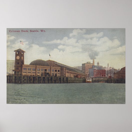 Poster Seattle, quai WAColeman sur Seattle Waterfront (Devant)