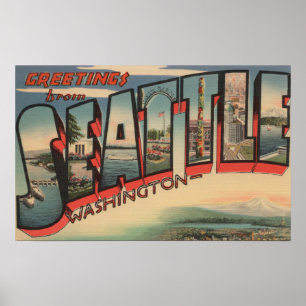 Poster Seattle, scènes 2 de lettre de WashingtonLarge