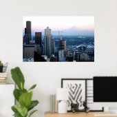 Poster Seattle Skyline avec le Mont Rainier (Bureau à domicile)