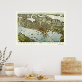 Poster Seattle, WA Carte panoramique - 1891 (Cuisine)