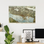 Poster Seattle Washington 1891 Antique carte panoramique (Bureau à domicile)