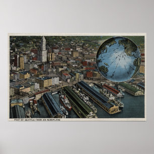 Poster Seattle, Washington - Aerial of Seattle