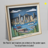 Poster Seattle Washington America Layered Paper Art