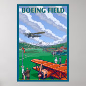 Poster Seattle, Washington - Boeing Field (Devant)