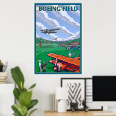 Poster Seattle, Washington - Boeing Field (Bureau à domicile)