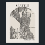 Poster Seattle Washington Boho Arch Beige Street Map<br><div class="desc">Seattle Washington Boho Minimal Arch Full Beige Color Street Map</div>