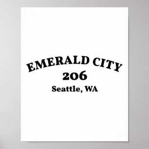 Poster Seattle Washington Code de zone 206 Emerald City