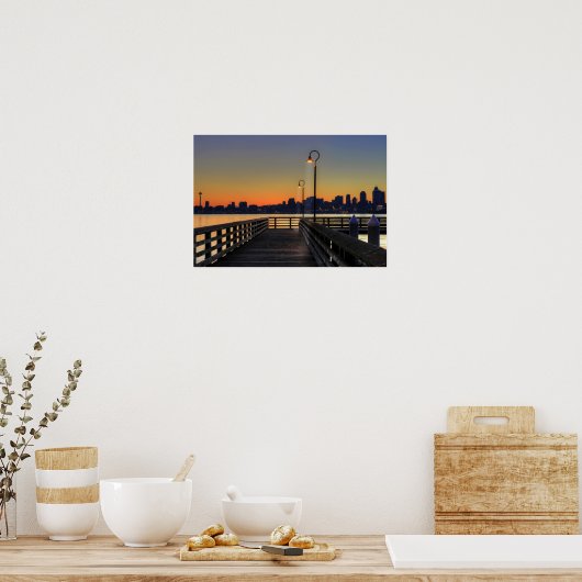 Poster Seattle Washington Downtown Skyline (Cuisine)