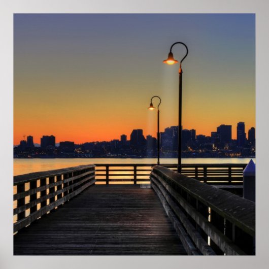 Poster Seattle Washington Downtown Skyline (Devant)