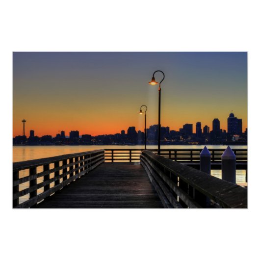 Poster Seattle Washington Downtown Skyline (Devant)
