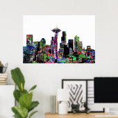 Poster Seattle, Washington en graffiti (Bureau à domicile)