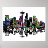 Poster Seattle, Washington en graffiti (Devant)