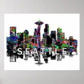 Poster Seattle, Washington en graffiti (Devant)