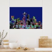 Poster Seattle, Washington en graffiti (Cuisine)