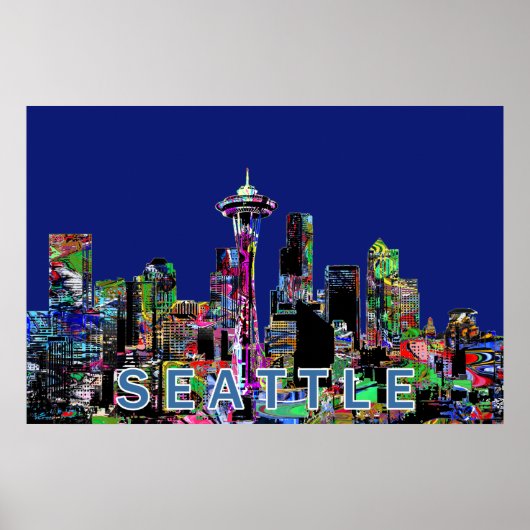 Poster Seattle, Washington en graffiti (Devant)
