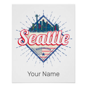 Poster Seattle Washington États-Unis City Skyline USA