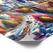 Poster Seattle Washington Famous Travel Places aquarelle (Coin)