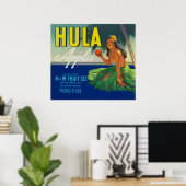 Poster Seattle, Washington Hula Apple Étiquette (Bureau à domicile)
