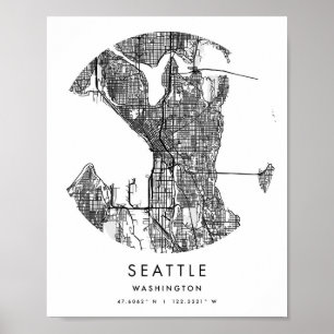 Poster Seattle Washington Minimal Modern Circle Street Ma