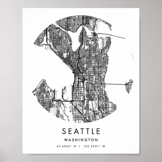 Poster Seattle Washington Minimal Modern Circle Street Ma (Devant)