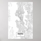Poster Seattle, Washington (noir sur blanc) (Devant)