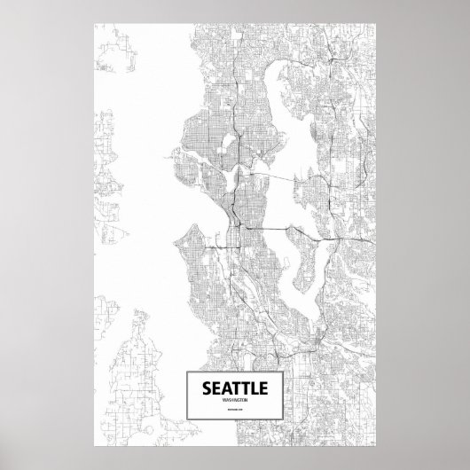 Poster Seattle, Washington (noir sur blanc) (Devant)