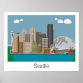 Poster Seattle, Washington Skyline Imprimer - Poster/toil (Devant)