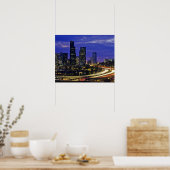 Poster Seattle, Washington skyline la nuit (Cuisine)
