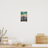 Poster Seattle Washington Skyline Travel Art Vintage (Cuisine)