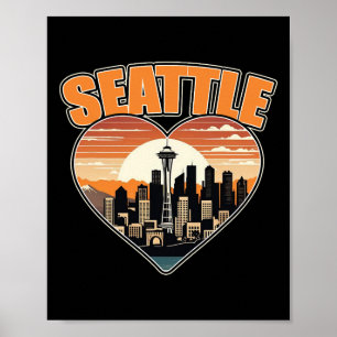 Poster Seattle Washington State États-Unis Hommes Femmes