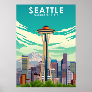 Poster Seattle Washington State United States Travel