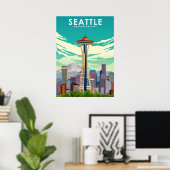 Poster Seattle Washington State United States Travel (Bureau à domicile)