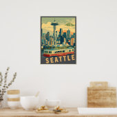 Poster Seattle, Washington Vintage (Cuisine)