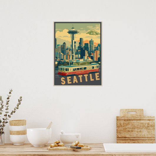 Poster Seattle, Washington Vintage (Cuisine)