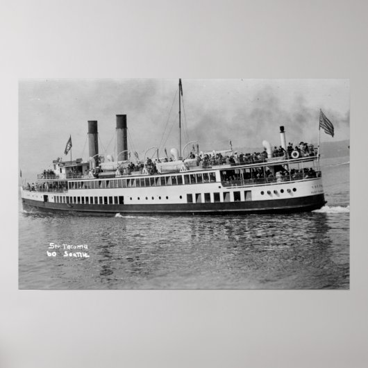 Poster Seattle, WashingtonVue du Tacoma Steamer (Devant)