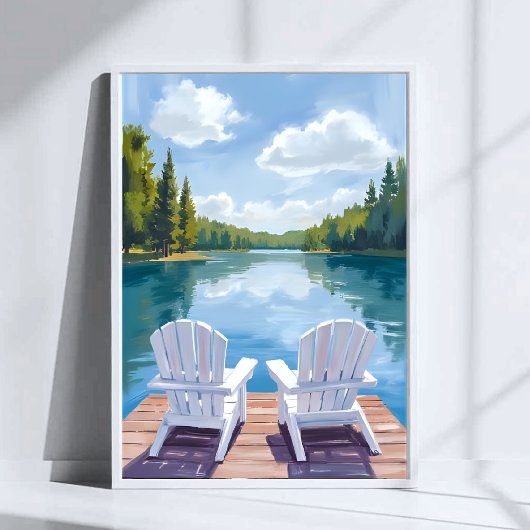 Poster Sebago Lake Maine | Peinture sur chaise Adirondack