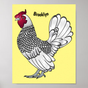 Poster Sebright chicken cartoon illustration