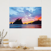 Poster Second Beach au coucher du soleil, Washington (Cuisine)