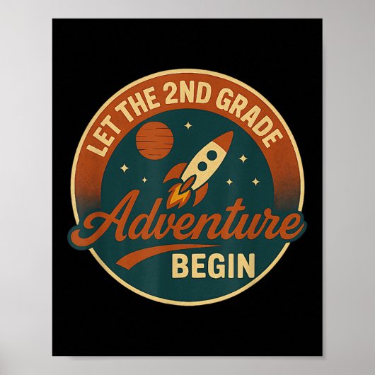 Poster Second Grade Adventure Rocket Kids Or Teacher Back (Devant)